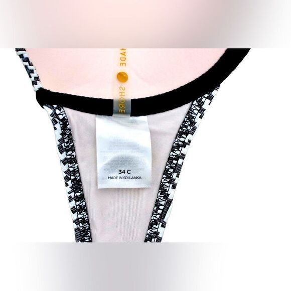 Shade & Shore Black White Geometric Lightly Padded Bra Bikini Swim Top 34C Beach - Picture 5 of 6